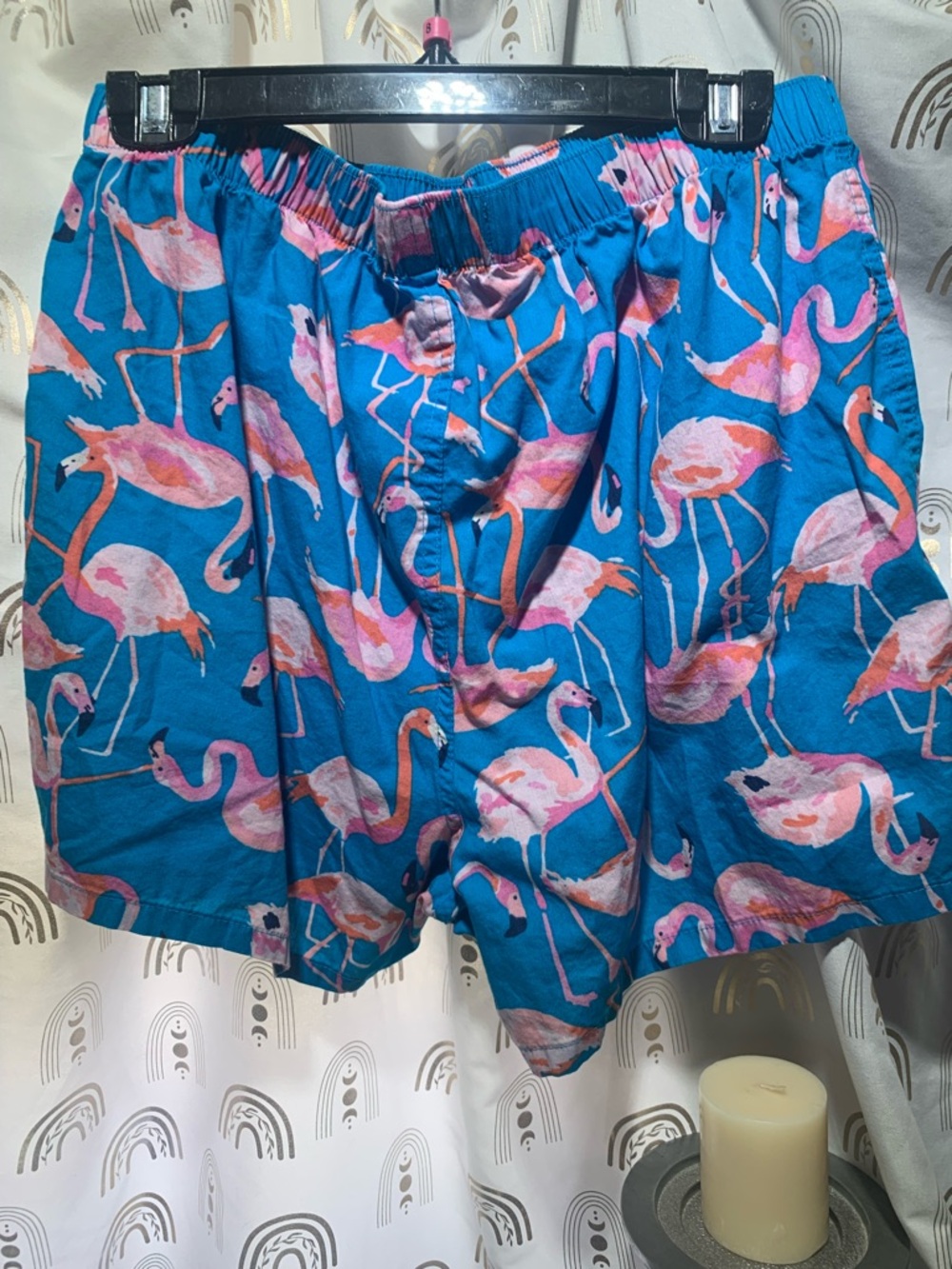 Old Navy Blue Shorts with Pink Flamingo Print